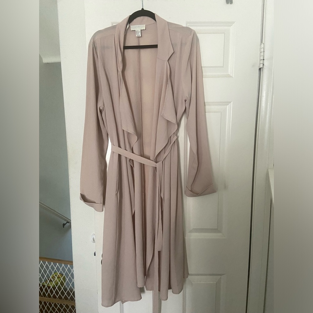 Forever 21 Plus Tan Draped Open-Front Cardigan